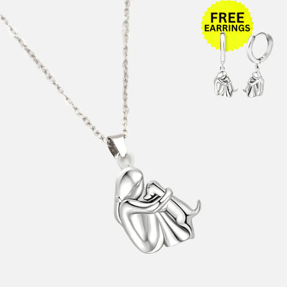WYNTER - HUG PENDANT WITH MATCHING EARRINGS | SILVER AND GOLD