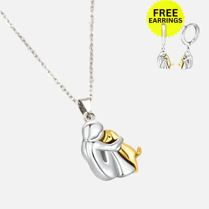 WYNTER - HUG PENDANT WITH MATCHING EARRINGS | SILVER AND GOLD