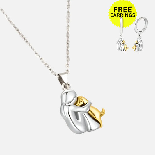 WYNTER - HUG PENDANT WITH MATCHING EARRINGS | SILVER AND GOLD